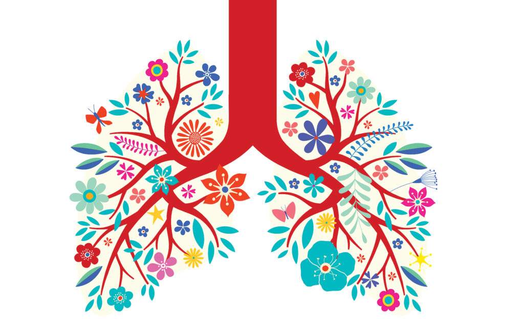 正念的力量与可持续的自我关怀 - 肺部覆盖花朵的插图
