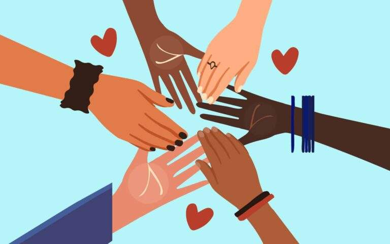 多种肤色的手，象征种族平等