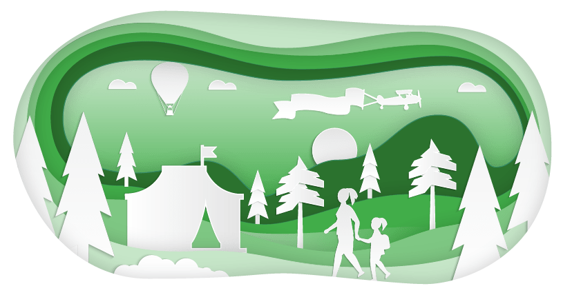 指导儿童的正念冥想 - 插图展示森林中的帐篷