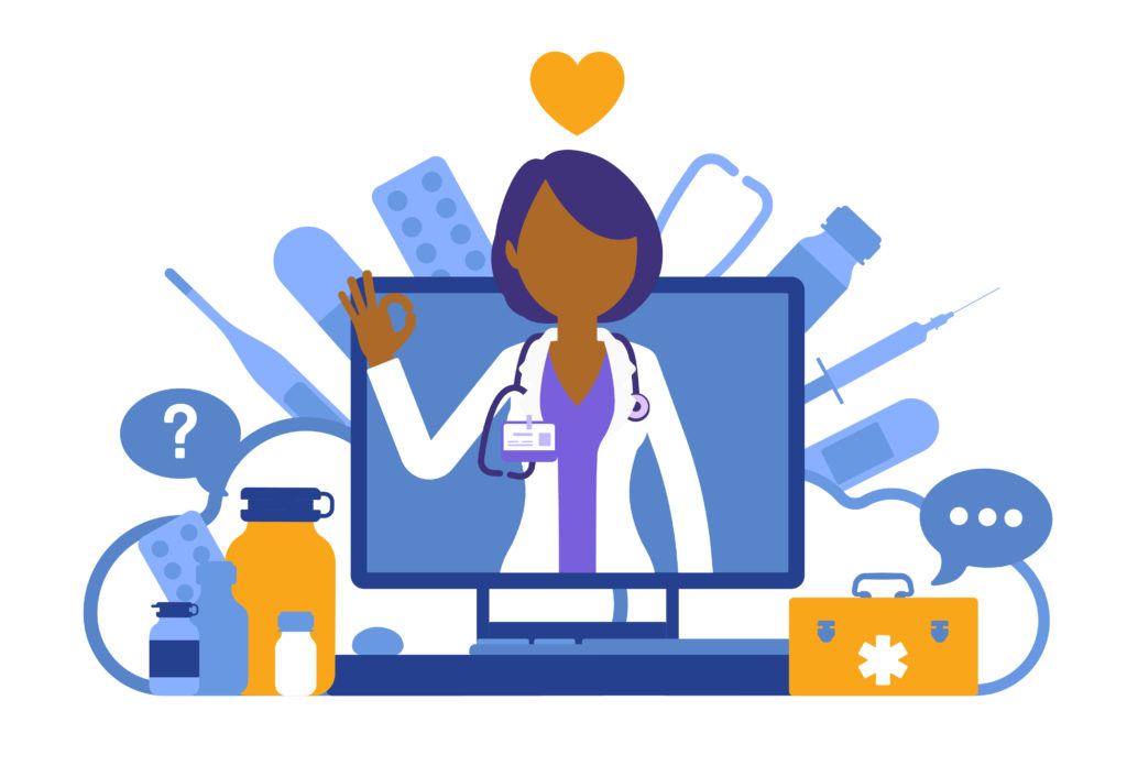 正念医疗工作者- 插图展示一位医生为健康公平而战