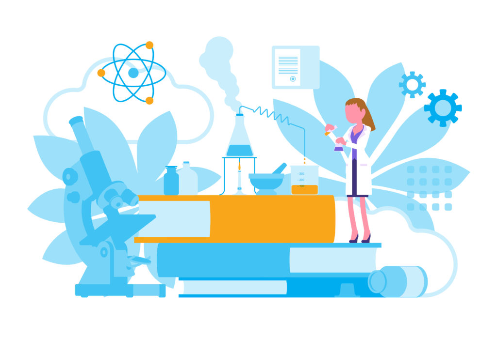 正念医疗 - 插图展示一位医疗工作者正在进行实验