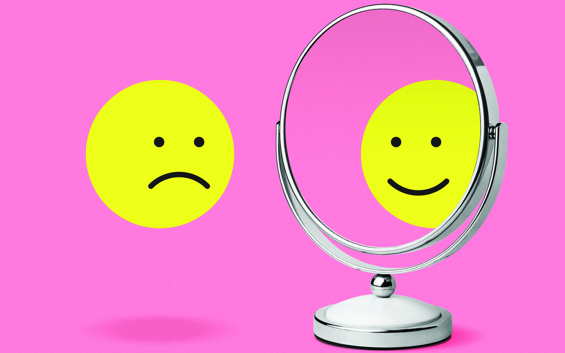 多少自我洞察是太多？ - 插图显示一张脸在镜子里看自己