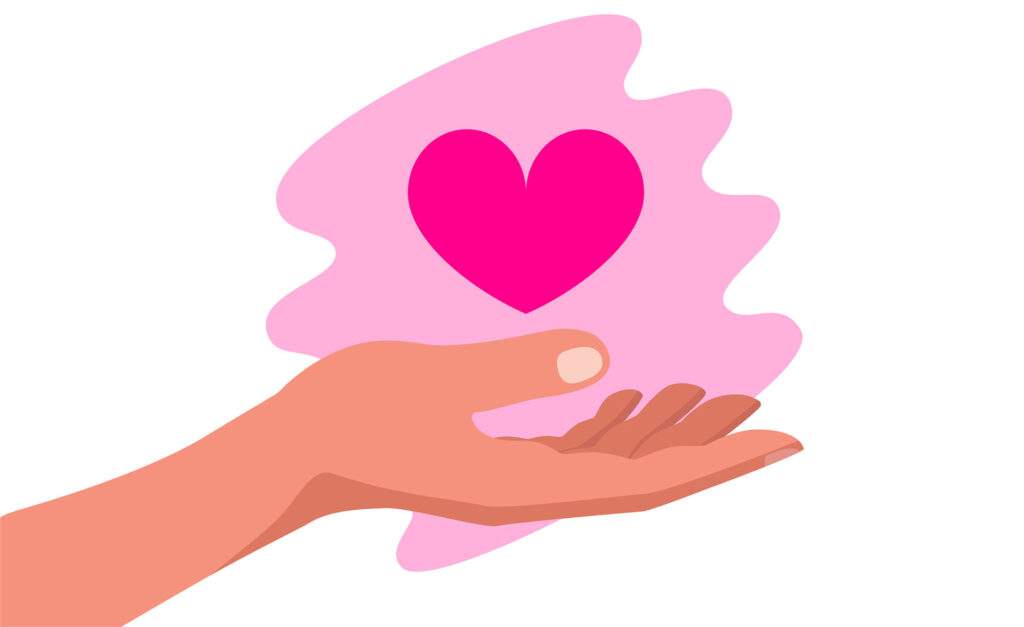 正念慈心冥想与Sharon Salzberg - 插图显示一只手拿着一个卡通心