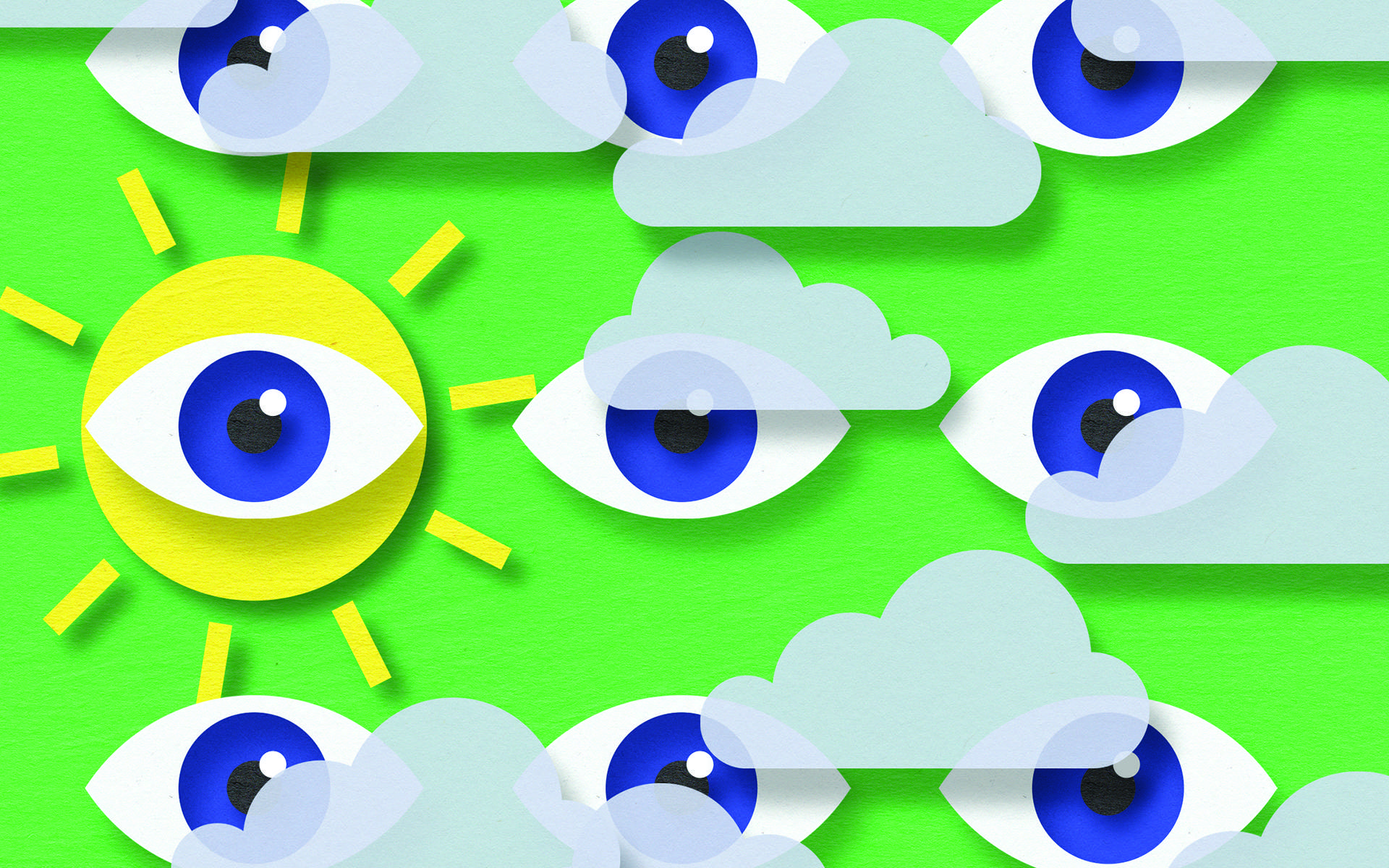 拥有清晰视野的意义 - 图片为太阳、眼睛、云