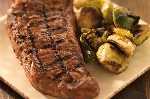 传统美国盘，大块牛排和少量蔬菜