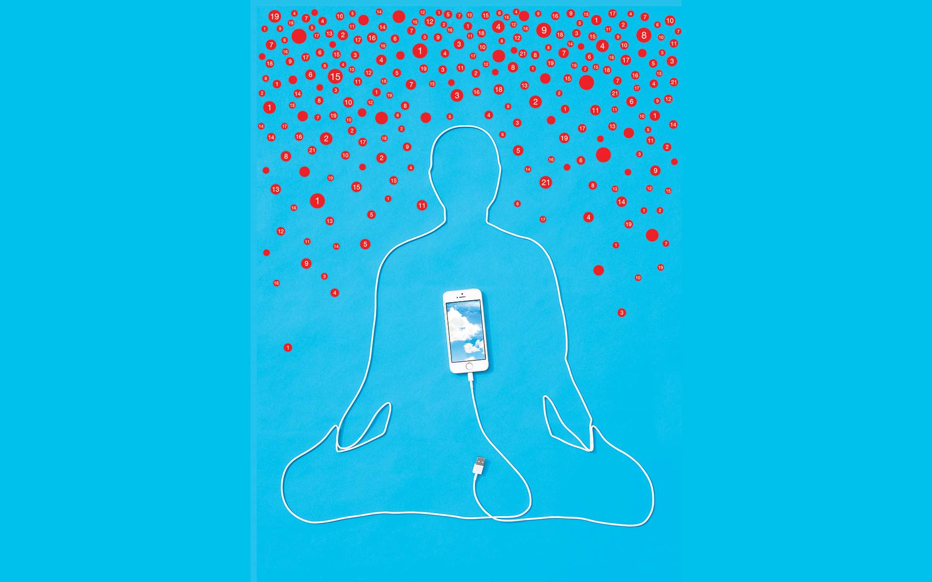 一个人用手机冥想