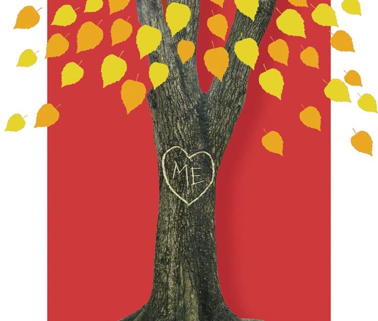 树的插图，上面刻着“我”
