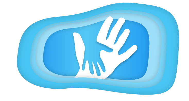 如何与您的孩子一起进行正念练习 - 插图展示一个孩子的手放在成人的手上