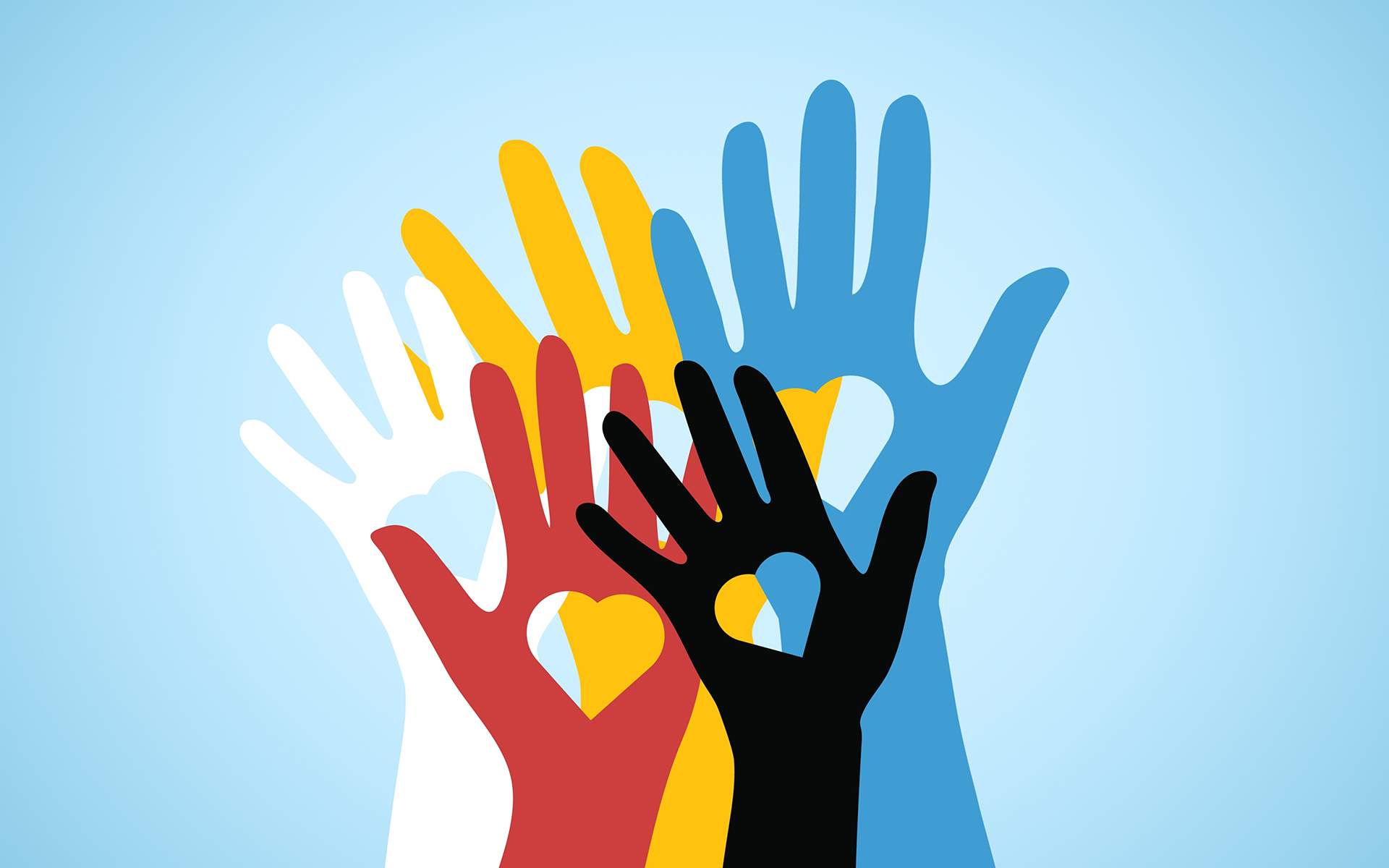 5个正念习惯每天对抗偏见 - 彩色志愿者手心形