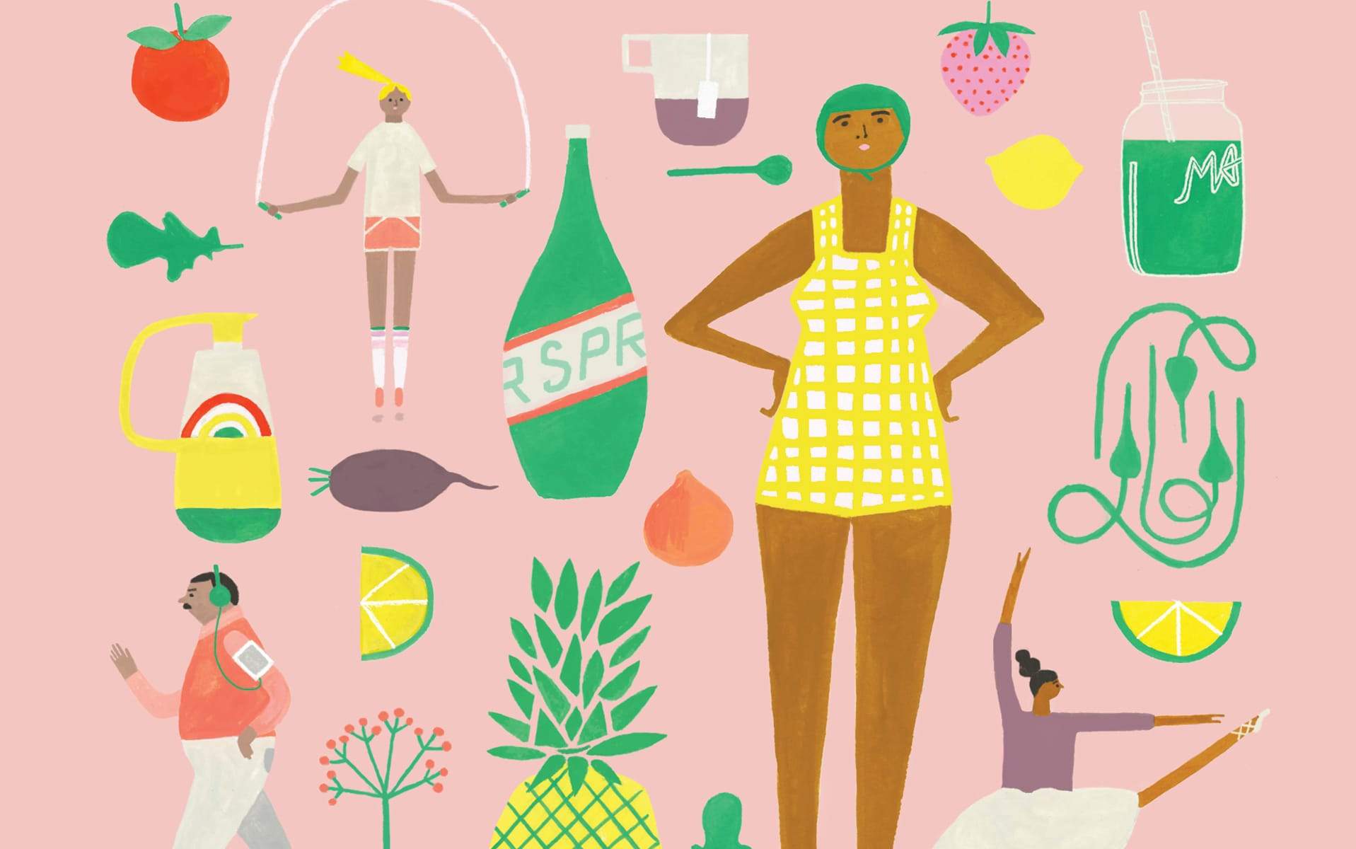 被食物包围的女人