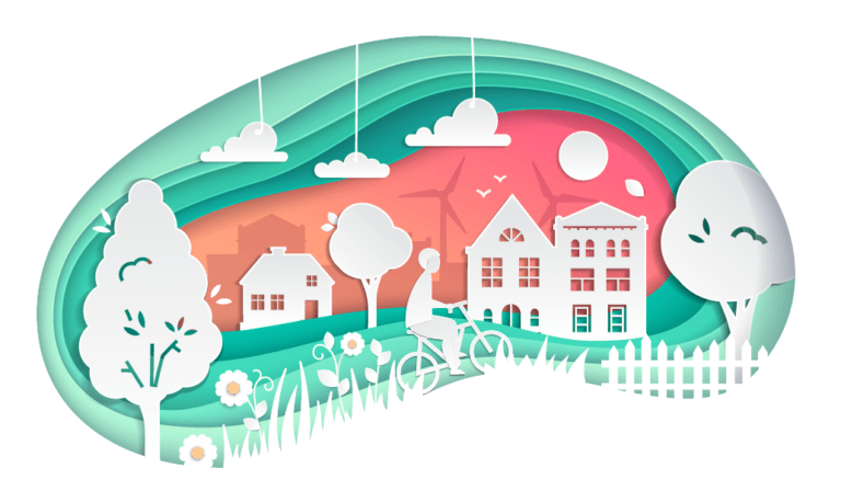 正念儿童 - 插图展示一个孩子骑自行车