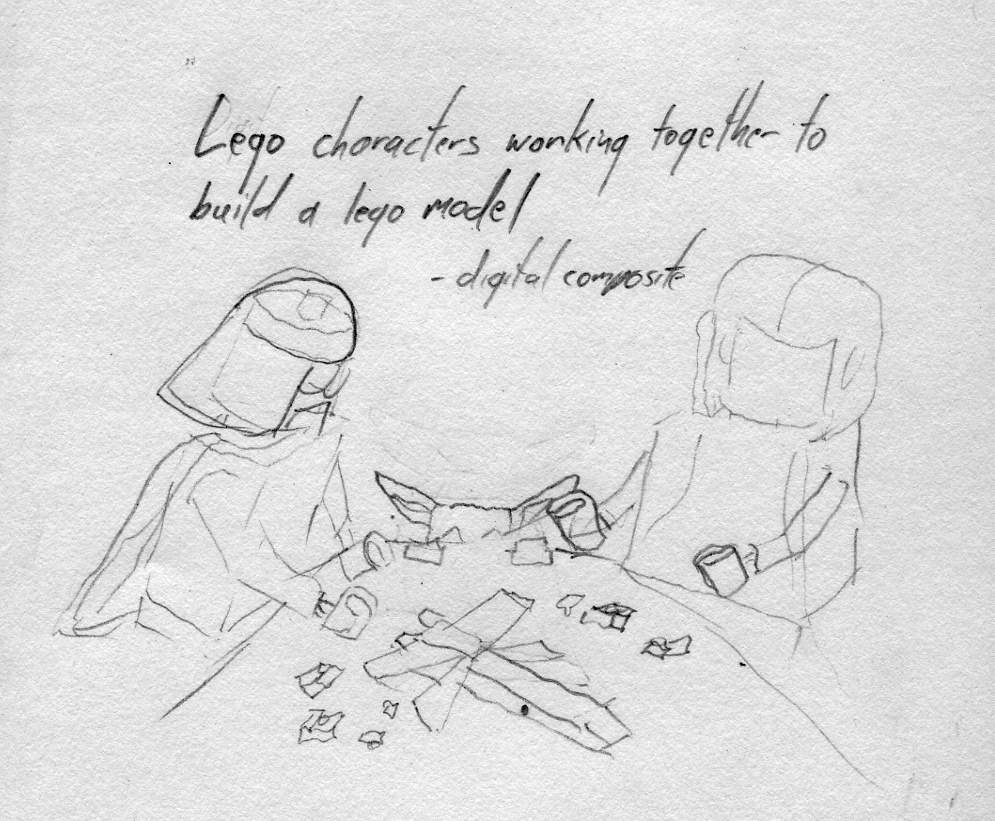 乐高角色一起建造乐高模型