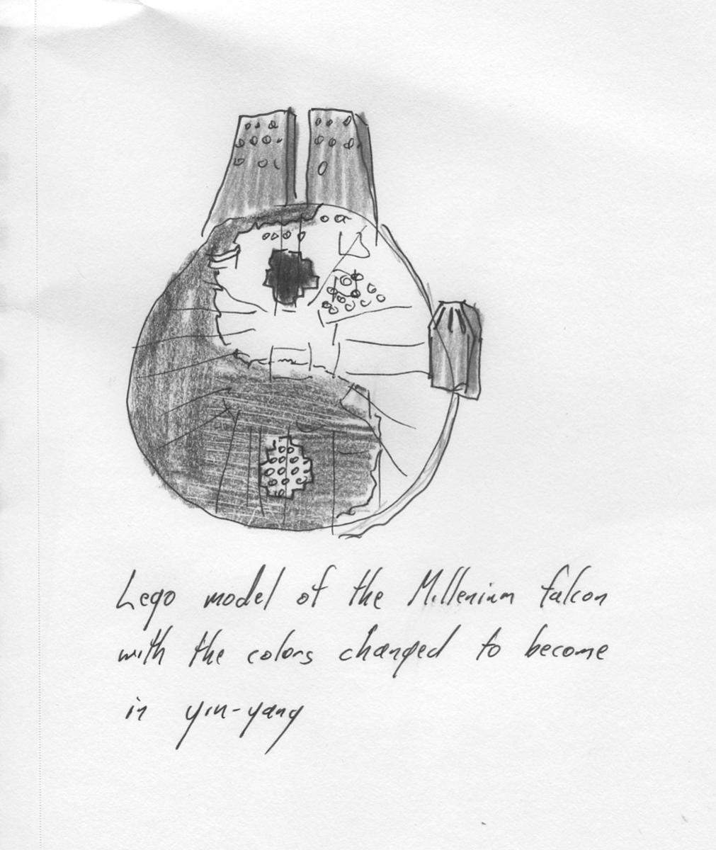 千年隼号乐高模型的颜色变为阴阳图案。