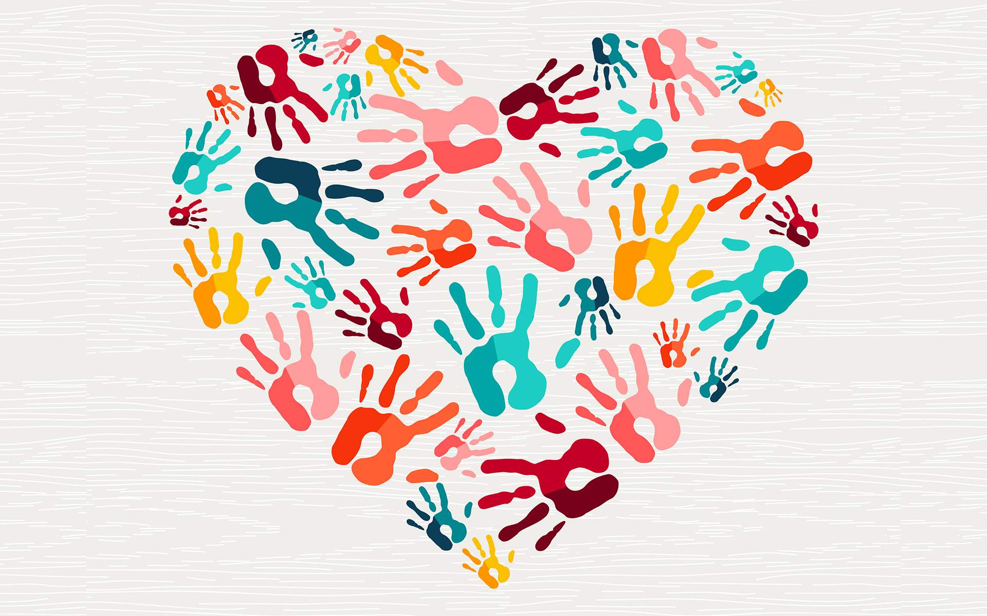 人类手印心形图案,象征爱的概念